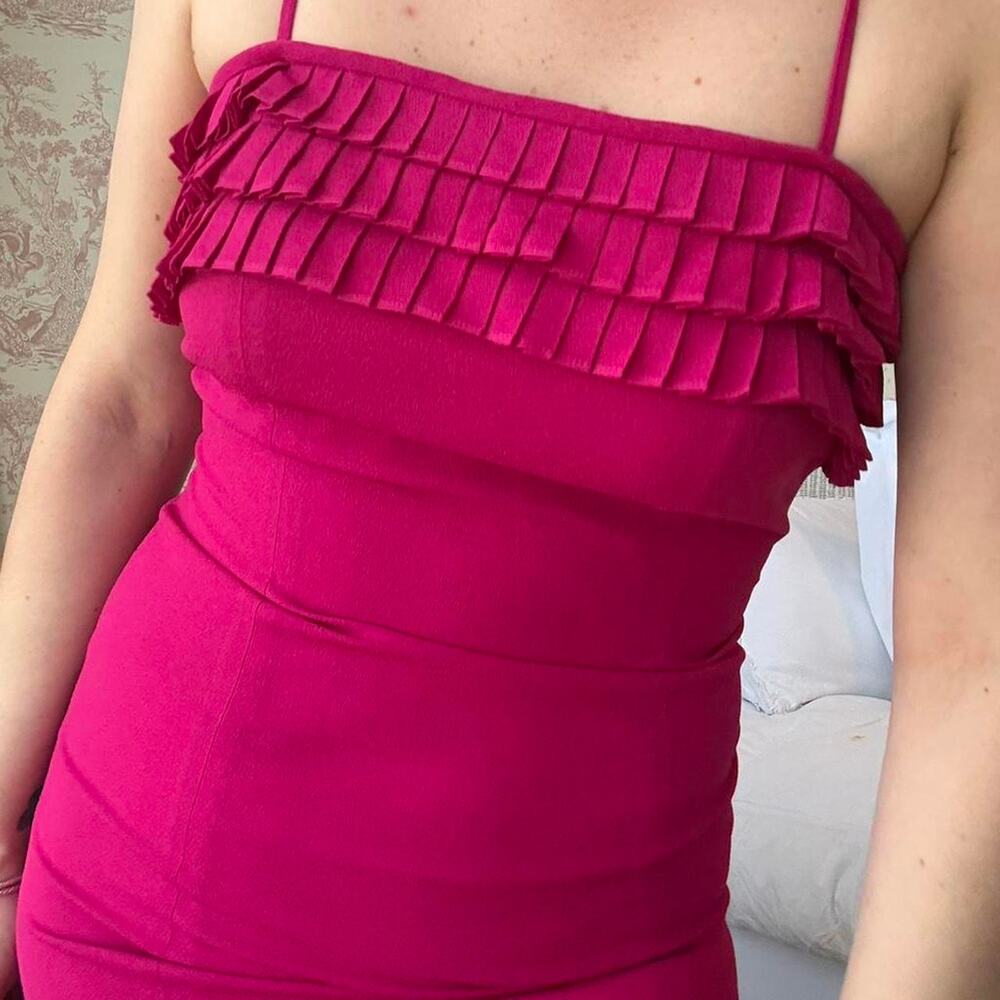 Vintage Raspberry Pink Ruffle‎ Mini Dress